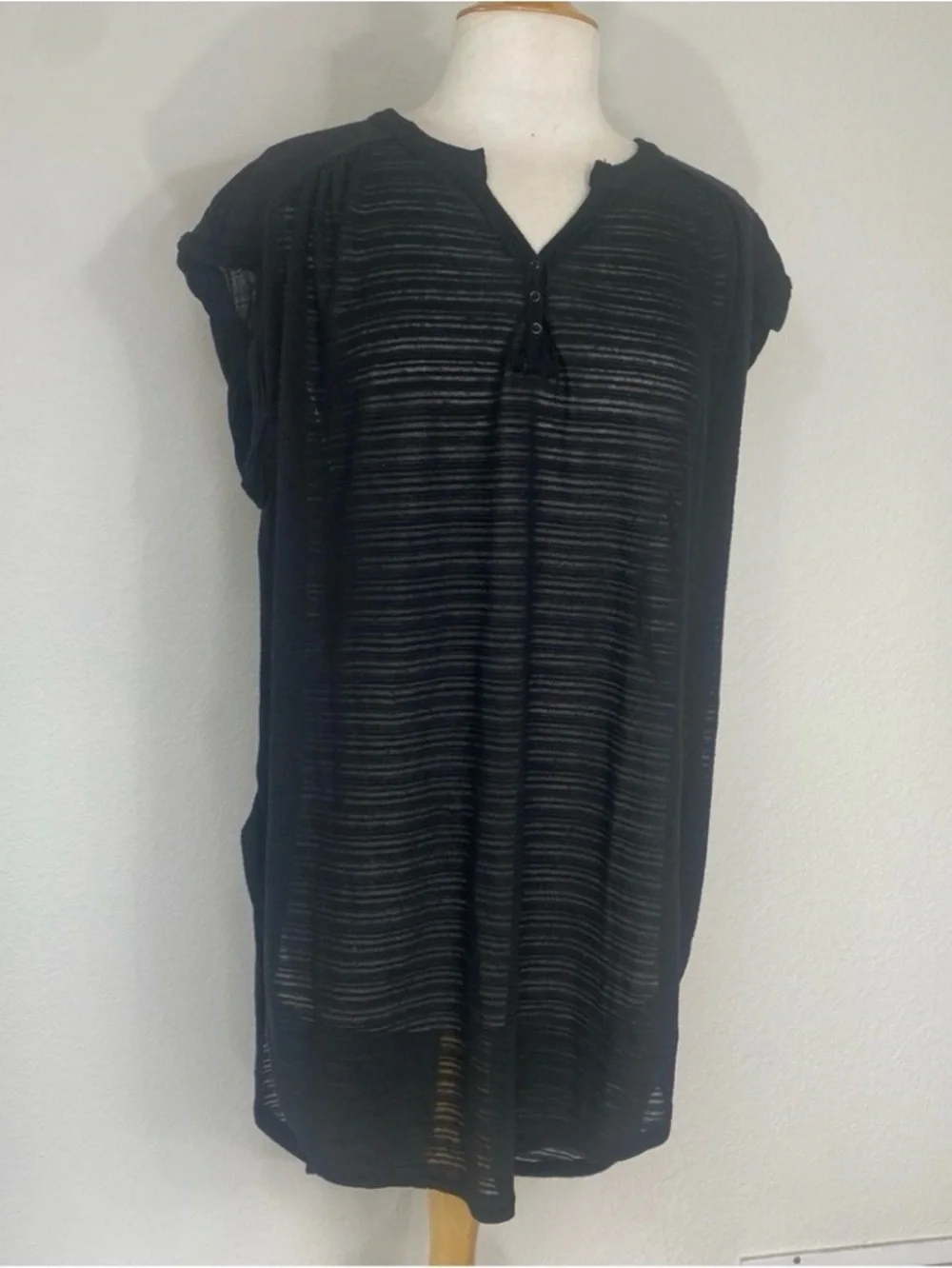 Free People Women's Black Oversize Muscle Tunic Size Large Casual Streetwear